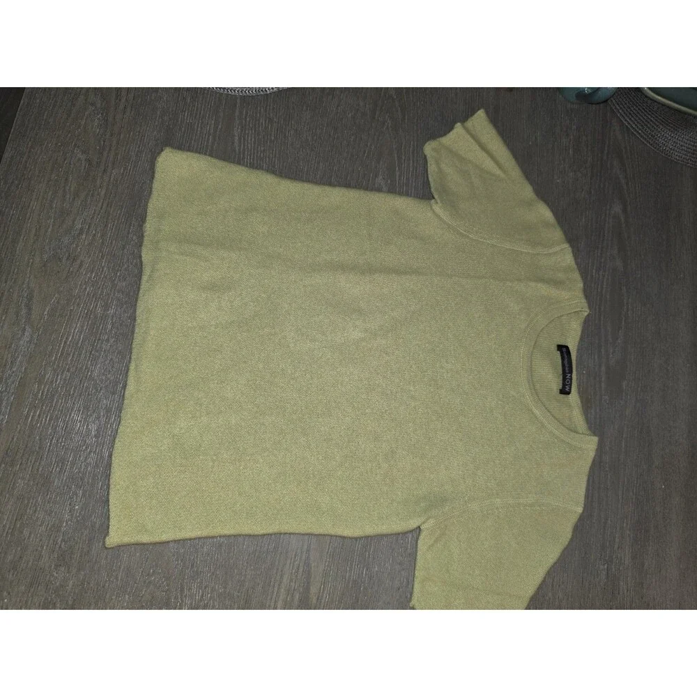 Women's Bloomingsdale's Now Sage Green Chartreuse Cashmere short sleeve Top  S